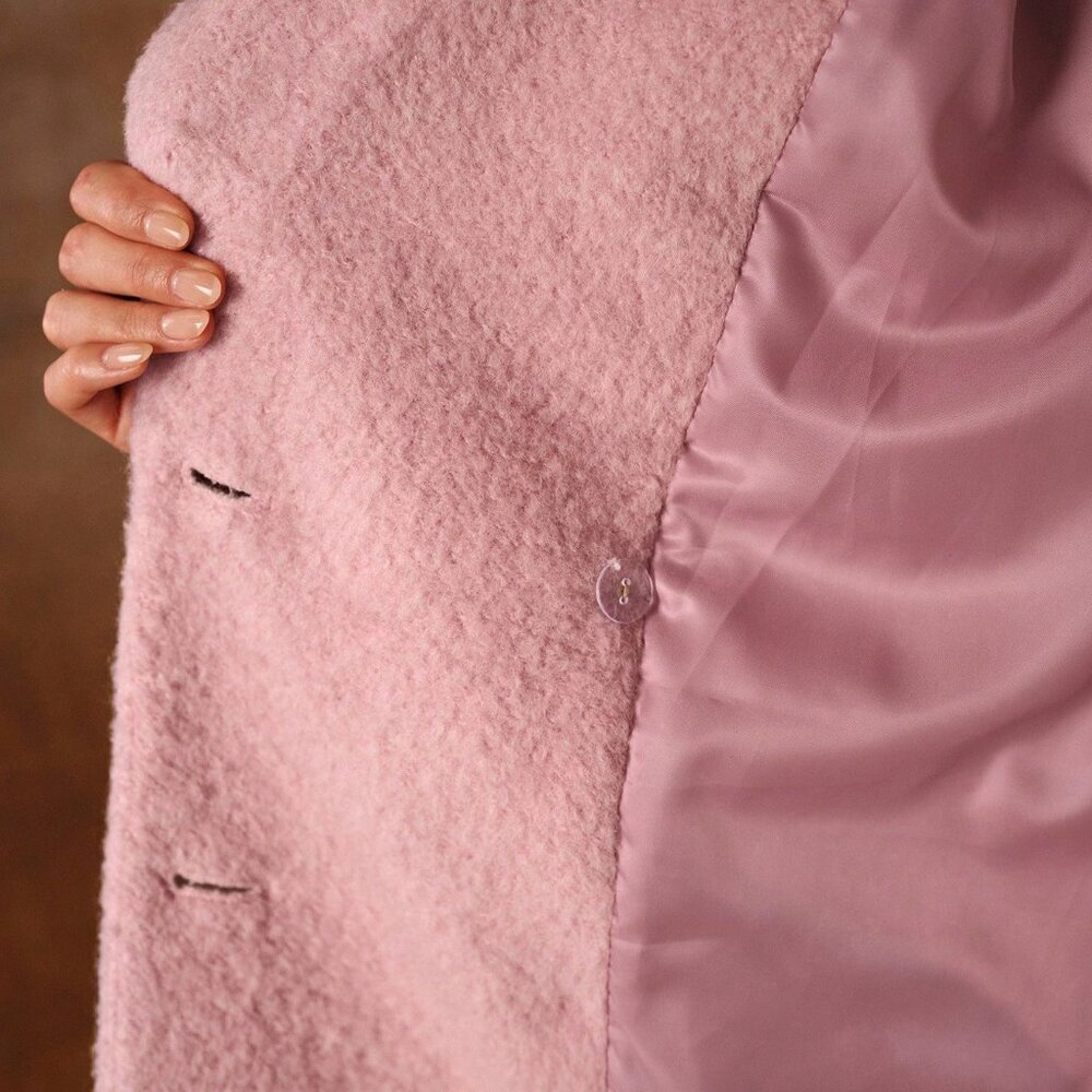 Pink Elegant Women's Double Breasted Overcoat - Picture 7 of 7